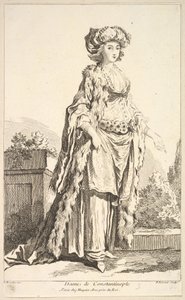 Dame av Konstantinopel, fra Recueil de forskjellige utenlandske figurer Oppfunnet av ..., 1700-tallet. av Simon Francois Ravenet