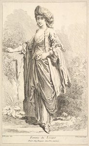 Woman of the Levant, fra Samling av forskjellige utenlandske figurer Oppfunnet av F. Bouc..., 1700-tallet. av Simon Francois Ravenet
