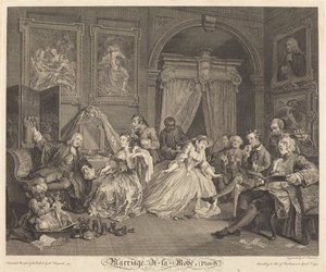 Ekteskap a la Mode: pl.4 av Simon Francois Ravenet I after William Hogarth