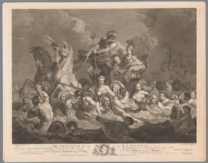 Allegori om den britiske marinen og seieren over den franske flåten The Triumph of Britannia (tittel på objekt)