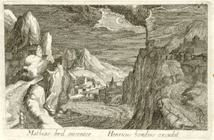 Elvelandskap ved måneskinn Ulike landskap (serietittel) Topographia variarum regionum (serietittel) av Simon Frisius (attributed to)