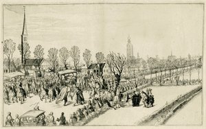 Ankomst av de fem spanske ambassadørene i Rijswijk, februar 1608 Scener fra krigen i 1608 og 1609 (serietittel) av Simon Frisius