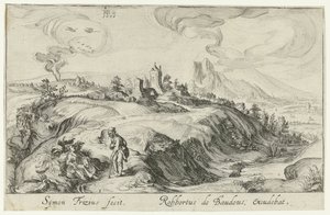 Fjelllandskap med to figurer Fjelllandskap (serietittel) av Simon Frisius