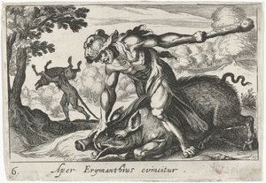 Hercules fanger svinene til Erymanthus Aper Erymanthius evincitur (tittel på objekt) Herculean Themes (serietittel)