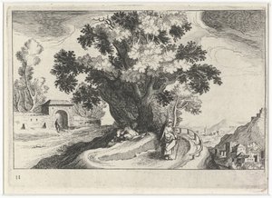 Kupert landskap med å elske under et tre Sør-europeiske landskap (serietittel) Topographia variarum regionum (serietittel)