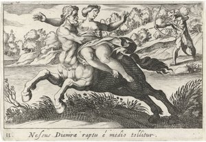 Nessus prøver å riste Deïanira te Båndet til Dianira er fjernet fra midten (tittel på objekt) Herculische temaer (serietittel)