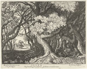 Robbery of a Man in a Wood Lignelse om den barmhjertige samaritan (serietittel) av Simon Frisius