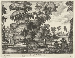 Prest og en levitt går forbi en såret mann Lignelse om den barmhjertige samaritan (serietittel) av Simon Frisius
