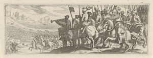 Ruiters møtte lansen Cavalerie (serietittel) Faecvnda, som var elsket av menn med skarpe vidd, Phaebus og grasiøse Florentia, tilfredsstilt av pvgnas, enthea av kraften fra brystet som Mercury skar ut den stormfulle klienten (serietittel) av Simon Frisius