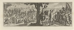 Twee soldaten under en boom Kavaleri (serietittel) Faecvnda hva er den elskede av Phaebus og den takknemlige Florentia til menn av ivrig geni, nok er vist av pvgnas, enthea av kraften til brystene som Mercury skåret den erfarne klienten (serietittel) av Simon Frisius