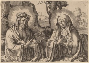 Frelseren og jomfruen av Simon Frisius after Lucas van Leyden