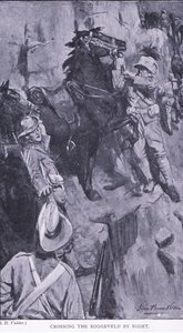 Crossing the Roggeveld by night, fra After Pretoria: The Guerilla War utgitt av Harmsworth Brothers Limited, 1901 av Simon Harmon Vedder