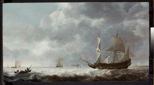 Havstykke, en bris nær en nederlandsk havn, ca. 1640