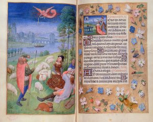 Legg til 38126 fol.79v-80 Bebudelsen til hyrdene, fra Huth Hours