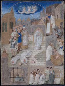 Blad utskåret fra et brev av Charles the Bold og Margaret of York: The Martyrdom of Saint Denis av Simon Marmion