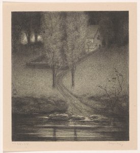 Popler ved en bekk av Simon Moulijn (signed by artist)