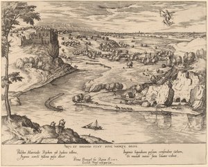 Elvelandskap med Merkur og Psyke av Simon Novellanus after Pieter Bruegel the Elder