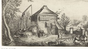 Vinterlandskap med gård Landskap (serietittel) av Simon Poelenburg