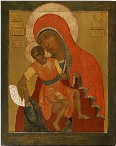 The Virgin Eleousa of Kykkos par Yschakou, Simon (Pimen) Fyodoroviki (1626-1686). Tempera av paneler