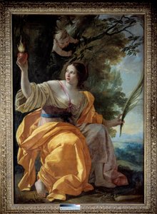 Allegoric Figure of Charity (tidligere Faith”” Maleri av Simon Vouet (1590-1649) 1600-tallet. Mål 1,9x1,3m. av Simon Vouet