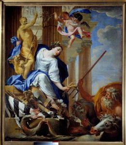 Allegory of the Benefits of Peace Maleri av Simon Vouet (1590-1649) 1645 Cherbourg, Musee Thomas Henry av Simon Vouet