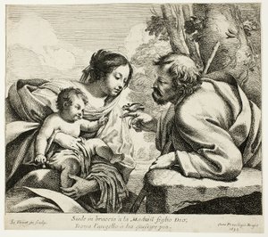Hellig familie med en fugl av Simon Vouet