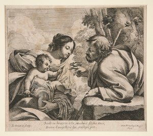 Hellig familie med en fugl av Simon Vouet