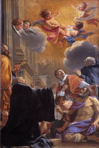 Saint Merry (eller Saint Mederic), Eveque de Paris (7. århundre) leverer fangene Maleri av Simon Vouet (1590-1649) 1640 Church Saint Merri (Merry), Paris av Simon Vouet