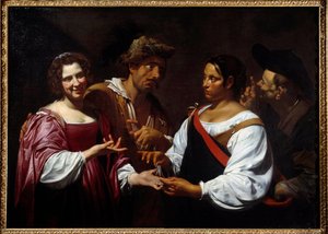Spåkonen Maleri av Simon Vouet (1590-1649) 1620 Søn. 1,2x1,7 m Ottawa, Nasjonalgalleriet for kunst av Simon Vouet