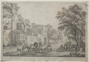 Tilnærmingen til en landsby av Simon de Vlieger