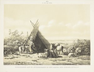 Familie ved en gjeterhytte