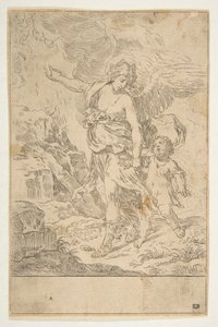 En skytsengel som går med et barn, ca. 1640.