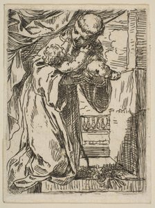 Den hellige Antonius av Padua holder Kristusbarnet, ca.1635-1636. av Simone Cantarini