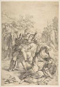 Saint Benedict som driver ut en demon, ca. 1637-1639. av Simone Cantarini
