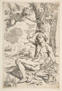 Saint Sebastian gjennomboret med piler og bundet til et tre, ca. 1639.