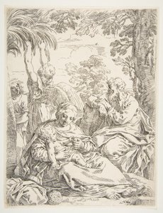 Den hellige familie hviler på flukt til Egypt, ca. 1637-1639.