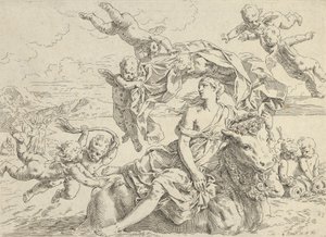 Voldtekten av Europa, ca.1636. av Simone Cantarini