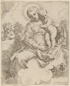 Jomfruen og barnet av Simone Cantarini