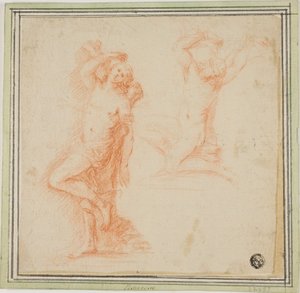 To skisser av Saint Sebastian av Simone Cantarini