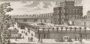Utsikt over fasaden til Palazzo Pamphili og dens hage Secondo Prospetto Pe..., etter av Simone Felice
