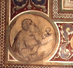 Maesta: St. Matthew and the Angel, detalj fra rammen av Simone Martini