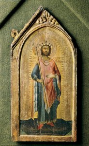 Portrett av Saint Ladislaus, av Simone Martini, tempero på tre ca.1326 av Simone Martini