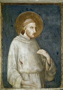 Saint Francis of Assisi, detalj av Fem helgener - Fresco av Simone Martini (ca. 1284-1344) av Simone Martini
