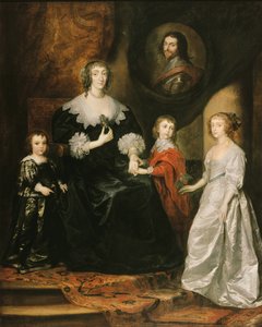 Portrett av enken til hertugen av Buckingham og hennes barn, 1633.