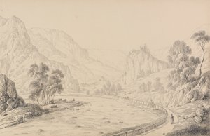 Album med 30 visninger i Tyrol og Italia: Mellom Brixen og Klausen - Tyrol, 27. oktober 1840 av Sir Charles D