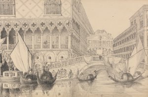 Album med 30 utsikter i Tyrol og Italia: Sukkenes bro og en del av Dogepalasset 10. november 1840