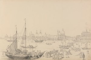 Album med 30 utsikter i Tyrol og Italia: Utsikt fra Daniele's Hotel på Riva degli Schiavoni 8. november 1840