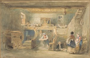 Interiøret til Pitlessie Mill med en mann som sikter mais av Sir David Wilkie