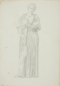 Drapert figur av kvinne som spiller på en harpe av Sir Edward Burne Jones