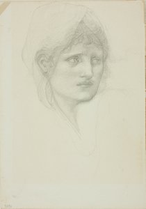 Drapert hode, øyne ser mot høyre av Sir Edward Burne Jones